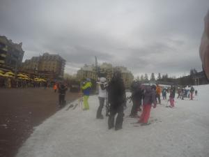 a group of people standing in the snow at RUBY LODGINg in Banilad