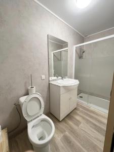 a bathroom with a toilet and a sink at Studio 2 Résidence Eugénie in Eaux-Bonnes