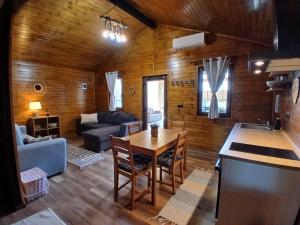 a living room with a table and a couch at Popa Cabana in Sibiu