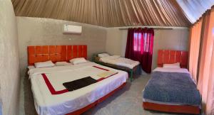 a bedroom with two beds and two beds sidx sidx sidx sidx sidx at Hillawi Private Desert Camp in Aqaba +10 photos