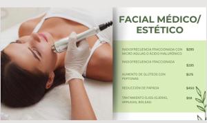 a flyer for a facial medical clinic with a woman with a cigarette at La Posadita in Carolina