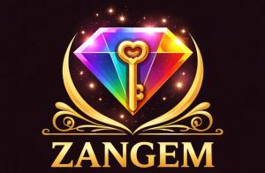 a gold logo with a colorful zengen with a key at Zangem Homes in Nairobi