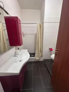 a bathroom with a white sink and a toilet at Dolce Casa in Ferrara