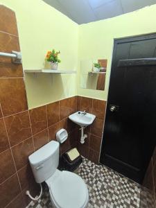 a bathroom with a toilet and a sink at Apartaments BK1 Iquitos in Iquitos