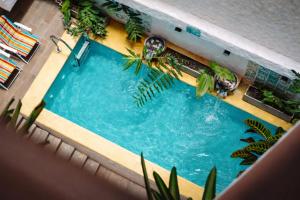 an overhead view of a swimming pool with plants at Hotel Casa del Hidalgo Centenario - Business & Leisure in Cali
