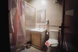 a small bathroom with a toilet and a sink at star Luka Luxury in Jazīrat al ‘Awwāmīyah +29 photos