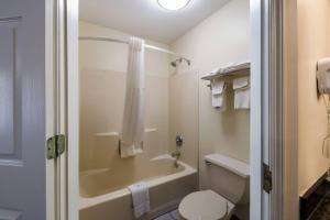 a bathroom with a tub and a toilet and a sink at Quality Inn Johnson City I-26 exit 17 in Johnson City +41 photos