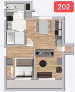 a floor plan of a small apartment with a room at Chateau Sunrise in Tokyo