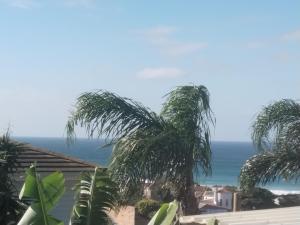 a view of the ocean from the balcony at Ryans Surf Cabin in Jeffreys Bay