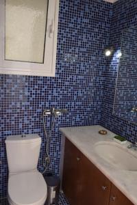 a bathroom with a toilet and a sink and a mirror at Art House by Helen in Soroni Rhodes in Rhodes Town +8 photos