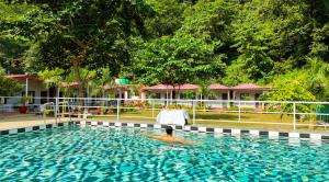 a person swimming in a swimming pool at Ekantam Riverside Resort in Bijni +125 photos