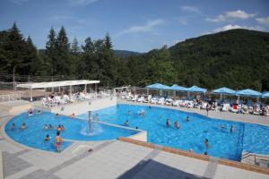 a group of people in a swimming pool at Hotel Radan Prolom Banja in Prolomska Banja