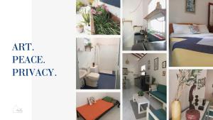 a collage of different pictures of a room at Tiny Art House with Garden in Godagama