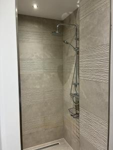 a shower with a glass door in a bathroom at Vakantiehuis En Passant in Diksmuide +22 photos
