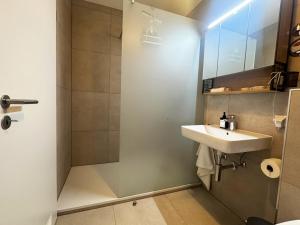 a bathroom with a sink and a shower at MurgLoge Gaggenau in Gaggenau +26 photos