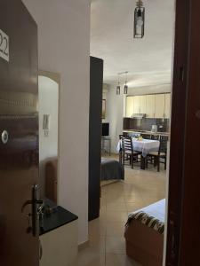a view of a room with a kitchen and a living room at Sior in Golem