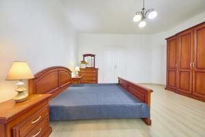 a large bedroom with a bed and a dresser at Danubia Apartment Gabčíkovo in Gabčíkovo