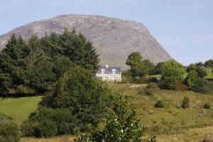a house on a hill in front of a mountain at Feirm Cottage in Kenmare