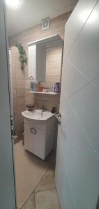 a bathroom with a sink and a mirror at Apartman Katić 2 in Odžak +4 photos