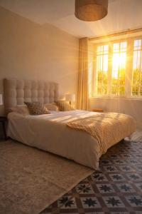 a bedroom with a large bed and a window at le gîte du soleil in Lézat-sur-Lèze +12 photos