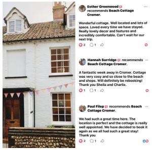 a screenshot of a webpage of a house at Charming Cottage and Beach Hut in Cromer +27 photos