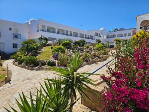 a view of a building with flowers and plants at Hotel Puntazo II in Mojácar