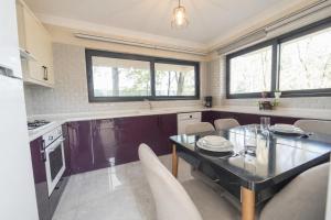 a kitchen with a dining room table and chairs at Villa Ana in Kızılyurd