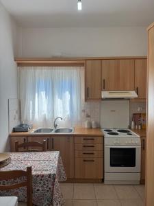 a kitchen with a sink and a stove top oven at Dina Apartment in Ágios Rókkos +10 photos