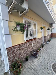 a building with a window with potted plants on it at Estudio Bajamar in Torre del Mar