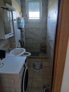 a bathroom with a sink and a washing machine at Šimanovci- stan na dan in Šimanovci