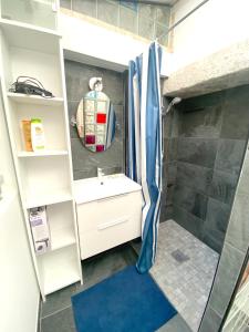 a bathroom with a shower and a sink at MataDoora in Nîmes +12 photos