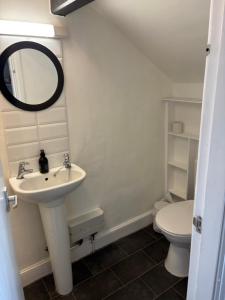 a bathroom with a sink and a toilet at The Dozy Deer in Windermere