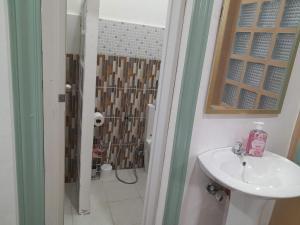 ein Badezimmer mit Waschbecken und Dusche in der Unterkunft Solmana Suites in Sampong
