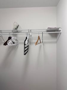 a shelf with shoes and heels on a wall at Moonlight Suite in Riverview