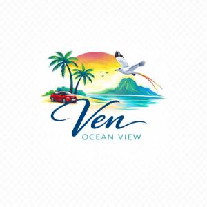 a logo for a car on the beach with palm trees and a bird at Ven OCEAN VIEW in Grand-Baie +1 photo