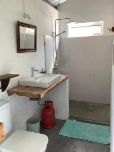 a bathroom with a sink and a toilet at Studio Ti Lakaz lao in Petit Brûlé