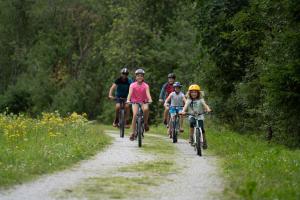 a group of people riding bikes down a trail at Landhotel Postgut - Tradition seit 1549 in Tweng