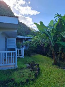 a yard next to a house with a tree at Maison Tahiti in Paea