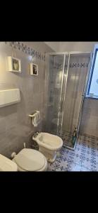a bathroom with a toilet and a shower at A casa di Ale in Stromboli