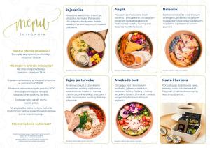 a page of a menu with different food items at SERENITY Aparthotels - Old Town Poznan by Friendly Apartments in Poznań