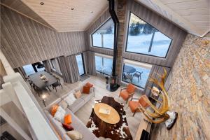 an overhead view of a living room in a house at Lakelodge 10p in Vradal