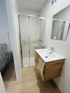 a bathroom with a sink and a shower at Casa Privada Benidorm Centro in Benidorm