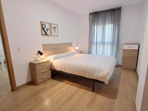 a bedroom with a large bed and a window at Apartamentos PORTA NOVA 2 in Lugo