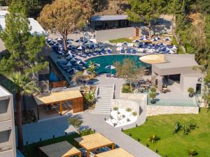 an aerial view of a resort with a swimming pool at Cabú Hotel Adults Only - Small Luxury Hotels of the World in Faliraki