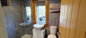 a bathroom with a toilet and a sink at Number 4, Loch Shiel View in Glenfinnan +20 photos