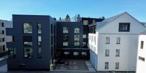 an aerial view of buildings in a city at Alte Weberei in Marktredwitz