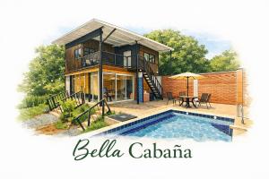 a rendering of a house with a swimming pool at Cabaña con piscina y vista al lago in San Bernardino