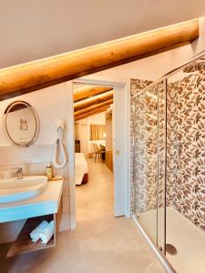 a bathroom with a shower and a sink at Le Perseidi in Agerola +62 photos