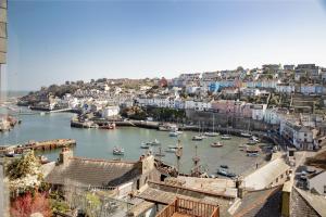a view of a harbor with boats in the water at Landscove Chalet 23 in Brixham
