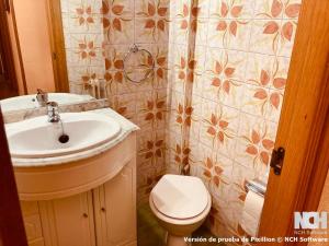 a bathroom with a sink and a toilet at Amapola 1 in Soria